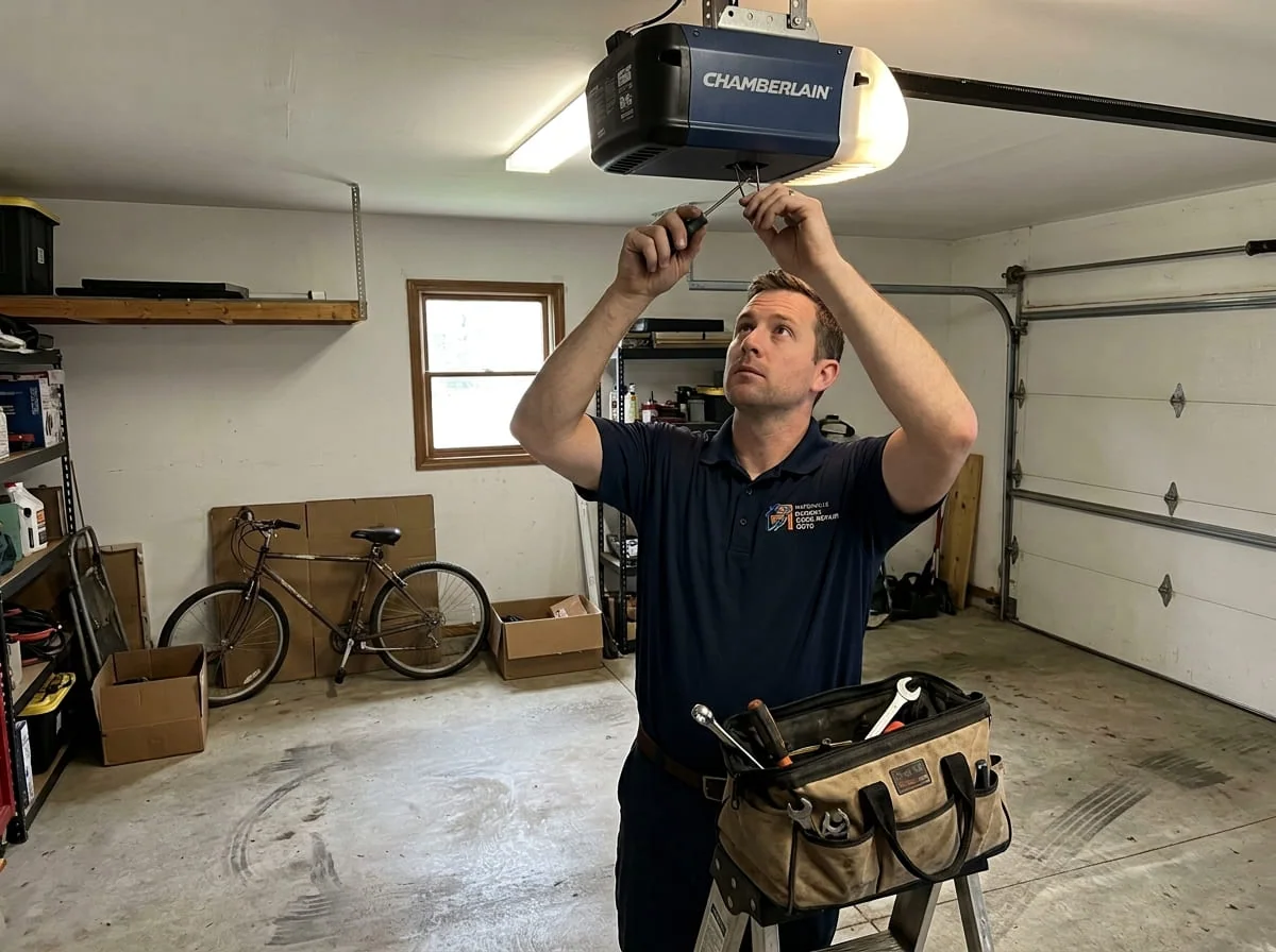 Garage door stuck open, leaving a Naperville home's garage exposed
